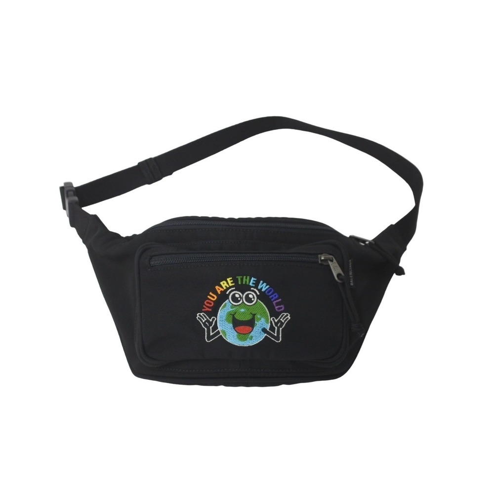 BALENCIAGA YOU ARE THE WORLD Waist Bag Body Black Nylon